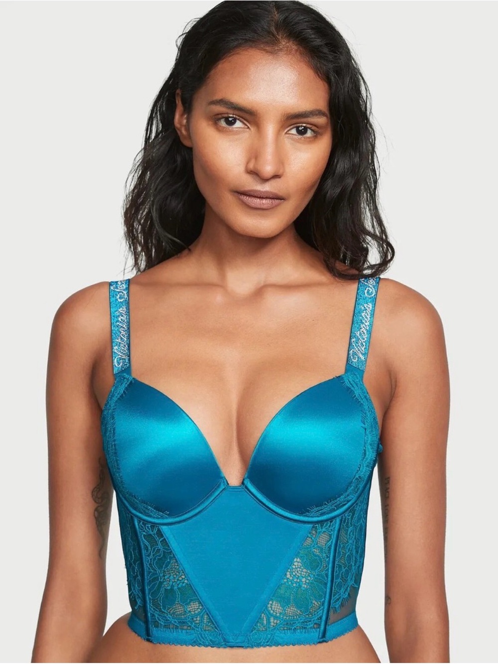 Victoria’s Secret Very Sexy Shine Strap Corset Top in Evening Tide Blue